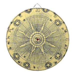 Sol Stjärnor Antik Natthimmel Medeltida Zodiak Darttavla