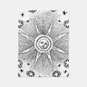 Sol Stjärnor Antik Natthimmel Medeltida Zodiak Fleecefilt