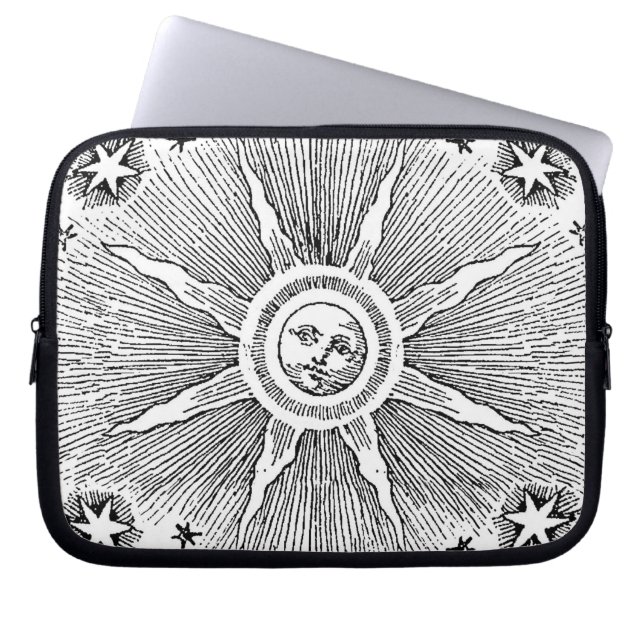 Sol Stjärnor Antik Natthimmel Medeltida Zodiak Laptop Fodral (Framsidan)