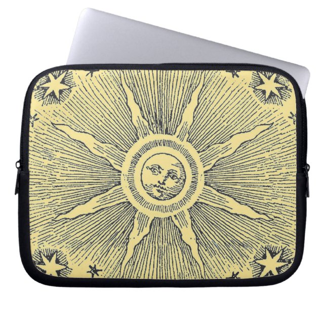 Sol Stjärnor Antik Natthimmel Medeltida Zodiak Laptop Fodral (Framsidan)