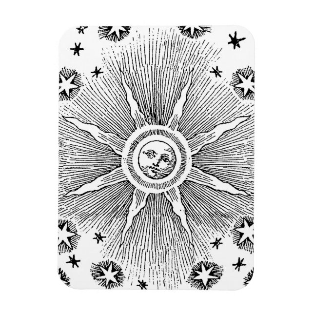 Sol Stjärnor Antik Natthimmel Medeltida Zodiak Magnet (Vertikal)
