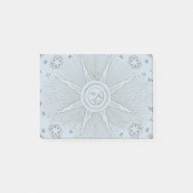 Sol Stjärnor Antik Natthimmel Medeltida Zodiak Post-it Block (Framsida)