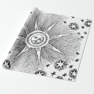 Sol Stjärnor Antik Natthimmel Medeltida Zodiak Presentpapper