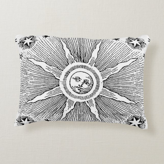 Sol Stjärnor Antik Natthimmel Medeltida Zodiak Prydnadskudde (Baksidan)