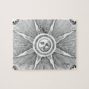 Sol Stjärnor Antik Natthimmel Medeltida Zodiak Pussel