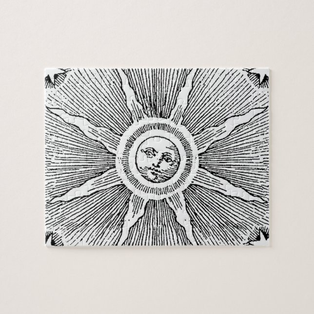 Sol Stjärnor Antik Natthimmel Medeltida Zodiak Pussel (Horisontell)