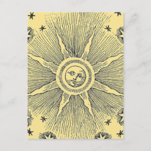 Sol Stjärnor Antik Natthimmel Medeltida Zodiak Vykort
