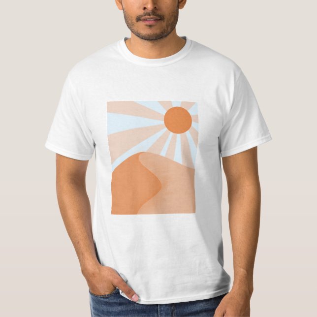 sol-strålar över sanddyner - tryckta t shirt (Framsida)