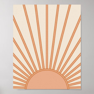 Sol Sunrise Earth Tones Terracotta Retro Sunshine Poster