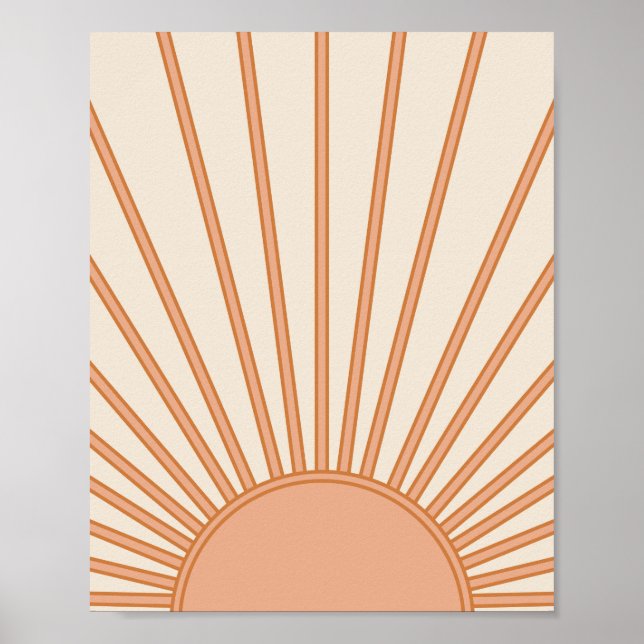 Sol Sunrise Earth Tones Terracotta Retro Sunshine Poster (Framsidan)