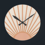 Sol Sunrise Earth Tones Terracotta Retro Sunshine Rund Klocka<br><div class="desc">Sol Skriv ut - beige och jordtoner - Sunshine,  Modern Abstrakt Geometric Sunrise.</div>