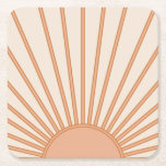 Sol Sunrise Earth Tones Terracotta Retro Sunshine Underlägg Papper Kvadrat<br><div class="desc">Sol Skriv ut - beige och jordtoner - Sunshine,  Modern Abstrakt Geometric Sunrise.</div>