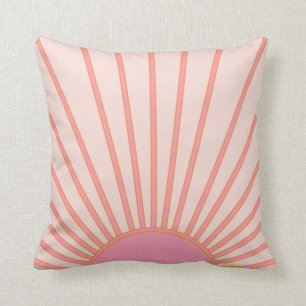 Sol Sunrise Rosa Abstrakt Retro Sunshine Kudde