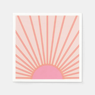 Sol Sunrise Rosa Abstrakt Retro Sunshine Pappersservett