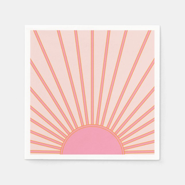 Sol Sunrise Rosa Abstrakt Retro Sunshine Pappersservett (Framsidan)