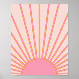 Sol Sunrise Rosa Abstrakt Retro Sunshine Poster