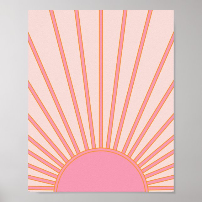 Sol Sunrise Rosa Abstrakt Retro Sunshine Poster (Framsidan)