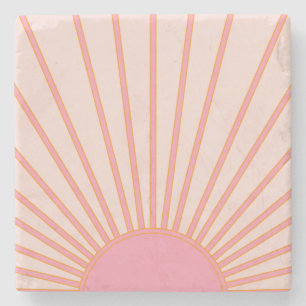 Sol Sunrise Rosa Abstrakt Retro Sunshine Stenunderlägg