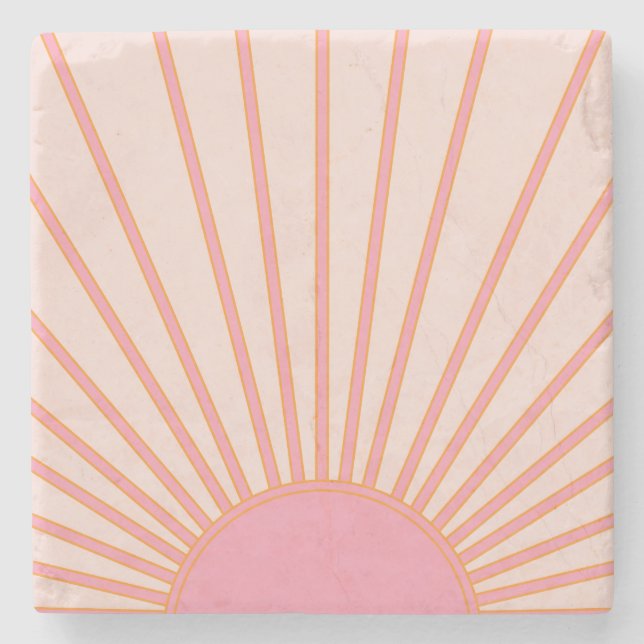 Sol Sunrise Rosa Abstrakt Retro Sunshine Stenunderlägg (Framsidan)