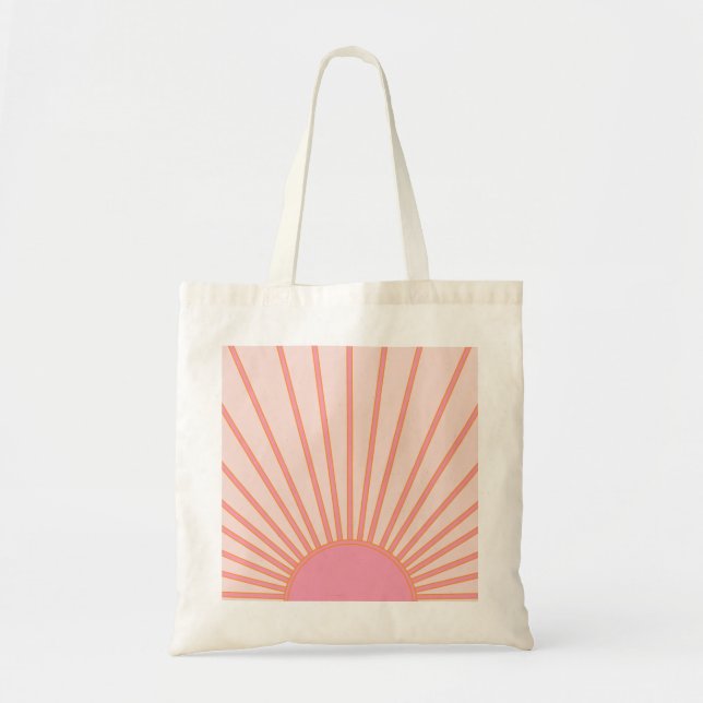 Sol Sunrise Rosa Abstrakt Retro Sunshine Tygkasse (Framsidan)