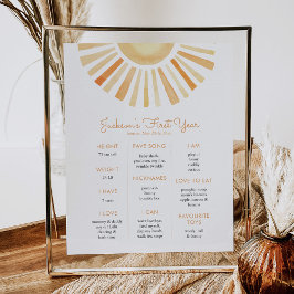 Sol Sunshine First Birthday Milestone Birthday Poster