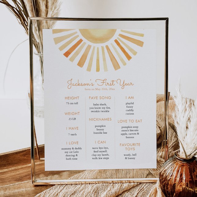Sol Sunshine First Birthday Milestone Birthday Poster (Skapare uppladdad)