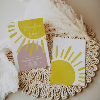 Sol Sunshine Girl Baby Shower Inbjudningar
