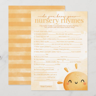 Sol Sunshine Nursery Rhyme Baby Shower Game Inbjudningar