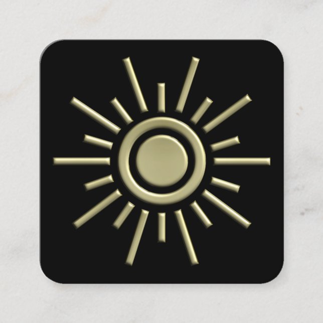 Sol-symbol 01-Guld Fyrkantigt Visitkort (Framsida)