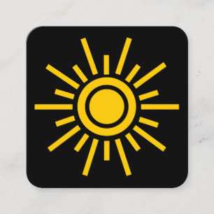 Sol-symbol 01 - Gult på svart Fyrkantigt Visitkort