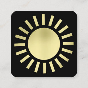 Sol-symbol 02-Guld på svart Fyrkantigt Visitkort