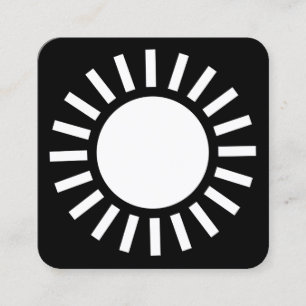 Sol-symbol 02 - vit på svart fyrkantigt visitkort