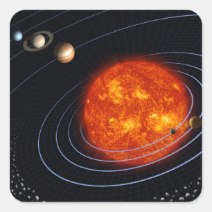Sol- system 8 fyrkantigt klistermärke