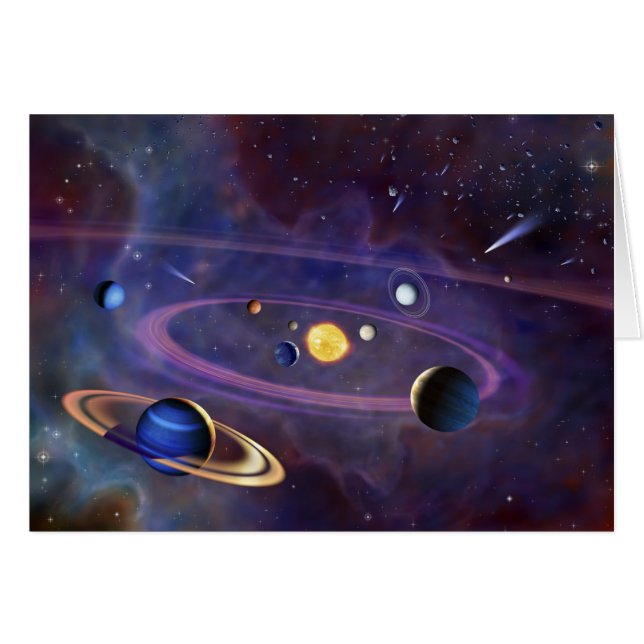 Sol- system hälsningskort (Framsidan Horizontal)