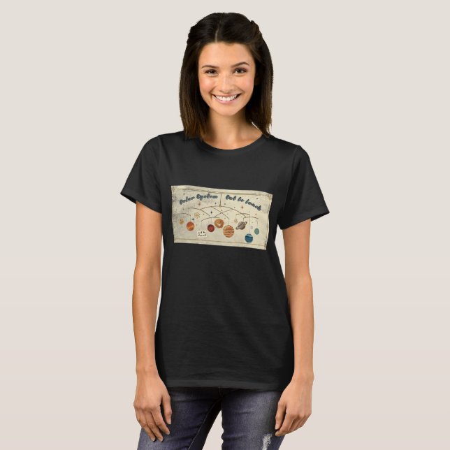 Sol Systemet Ut Till Lunch Retro Rymddesign T Shirt (Hel framsida)