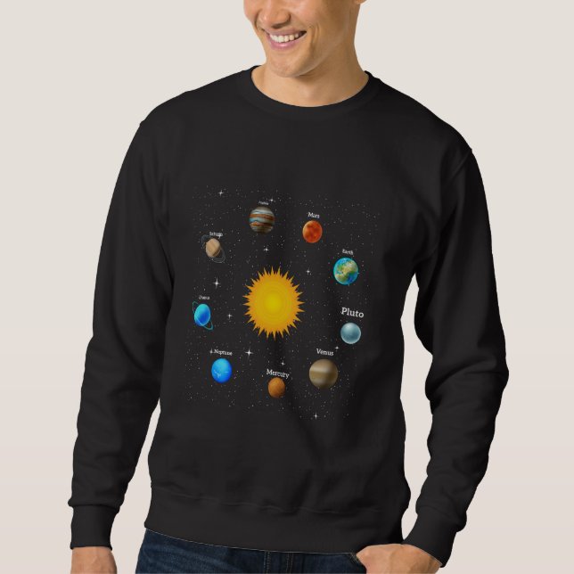 Sol Systemets Planeter Astrologi & Rymdvetenskap K Lång Ärmad Tröja (Framsida)