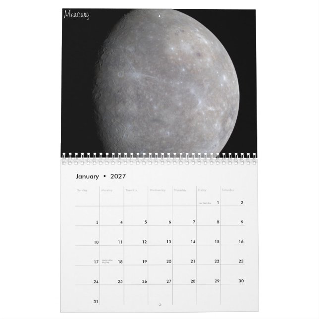 Sol- systemkalender kalender (Jan 2027)
