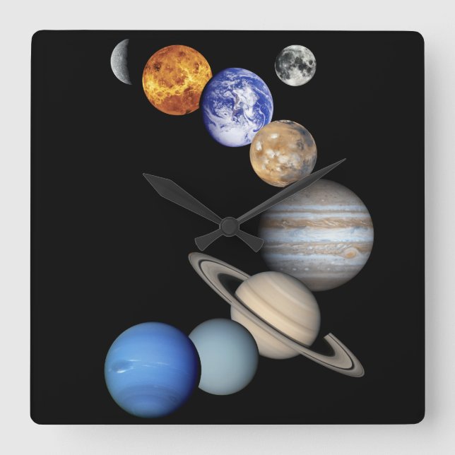 Sol- Sytem Montage Fyrkantig Klocka (Framsida)