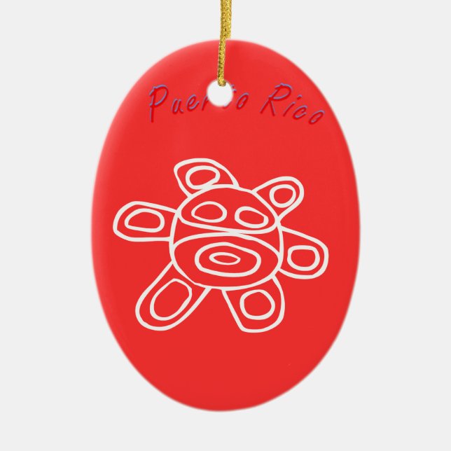 Sol Taino de Jayuya Julgransprydnad Keramik (Framsidan)