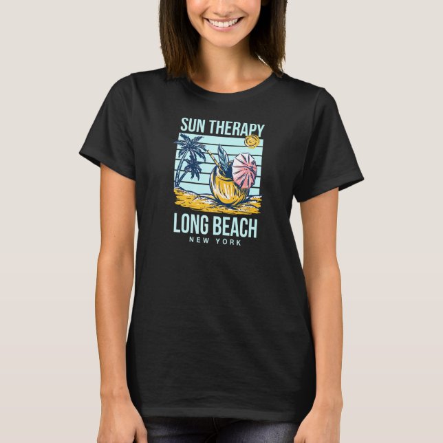 Sol-terapi Långbäckig sommartid New York-tropisk T Shirt (Framsida)
