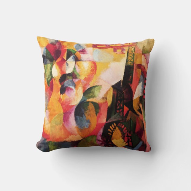 Sol, Torn, flygplan, konstmålning Stil Kudde (Framsida)