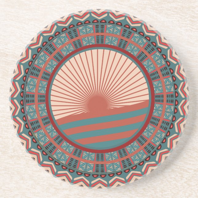 Sol Tribal Mandala Sandstone Underlägg (Framsidan)