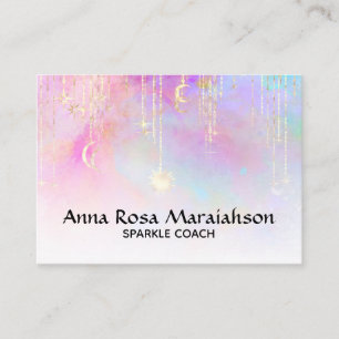 *~* Sol Unicorn Rainbow Guld Gnistra Glitter Måne Visitkort