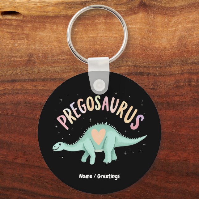 Sol ut Bumps Out Groovy Pregosaurus Funny Dino Nyckelring (Framsida)