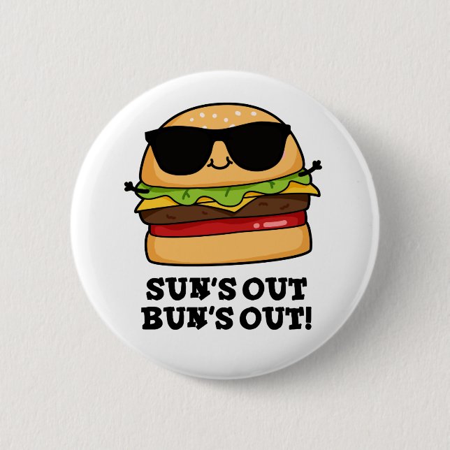 Sol ut Bun's Out Funny Summer Burger Pun Knapp (Framsida)