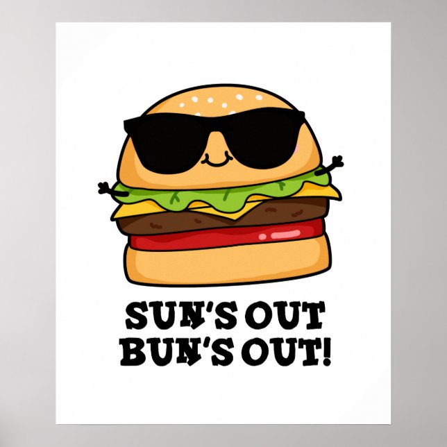 Sol ut Bun's Out Funny Summer Burger Pun Poster (Framsidan)
