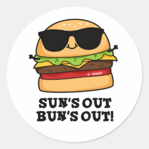 Sol ut Bun's Out Funny Summer Burger Pun Runt Klistermärke