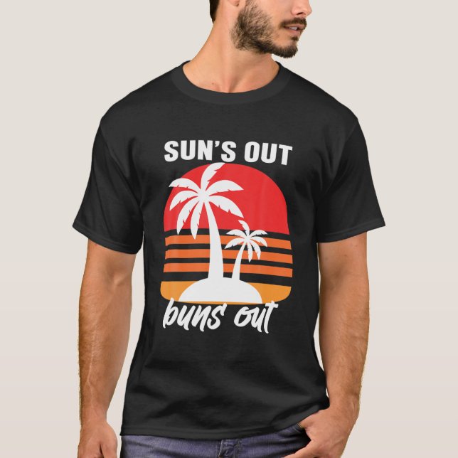 Sol ut Buns ut, Handflatan Träd Tees, Retro Su T Shirt (Framsida)