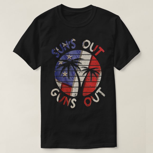 Sol ut Guns Handflatan Beach Retro 80-tal sommarup T Shirt (Design framsida)