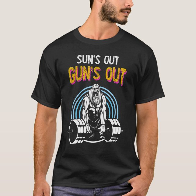 Sol ut Guns Out Barbell Manar Women Bodybuilding T Shirt (Framsida)
